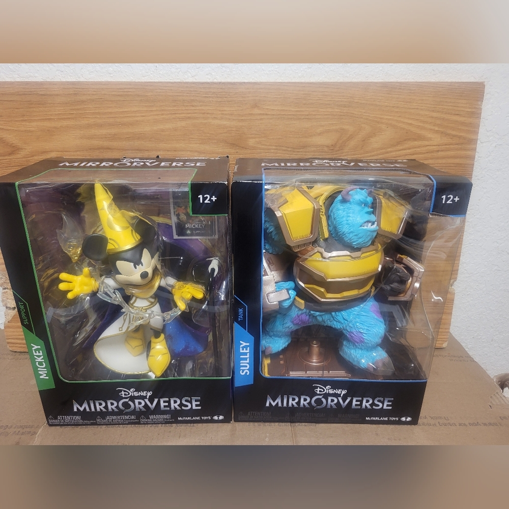 Disney Mirrorverse Mickey & Sulley 12" Statue Lot of 2 NEW